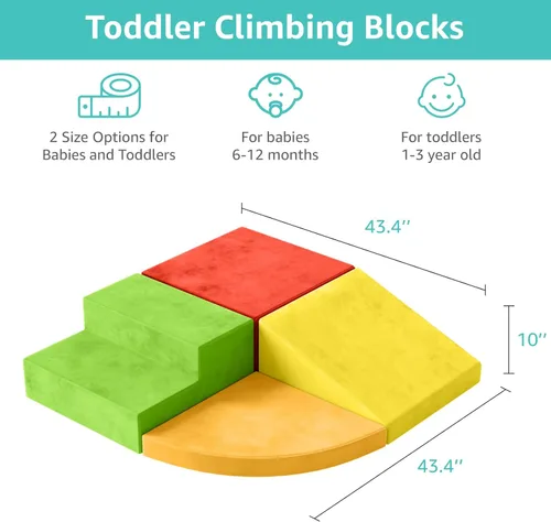 Miniatura 2 de YENING Bloques grandes de escalada de espuma para niños pequeños de 1 a 3 años, juguetes de escalada para bebés de 1 año, juego suave para bebés
