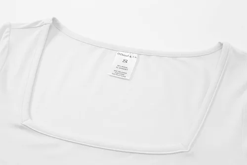 Miniatura 5 de OThread & Co. Camiseta de manga larga para mujer, cómoda, cuello cuadrado, capa elástica básica