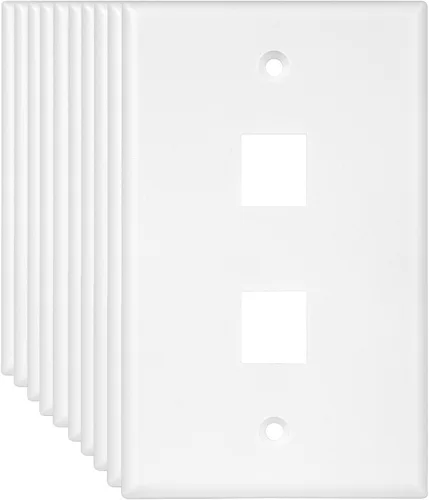 Miniatura 13 de ENERLITES Placa Keystone RJ45 de 1 puerto compatible con Cat7 Cat6 Cat5, para módulos multimedia de voz, datos y audio/video, 1 banda 4.50 x 2.76