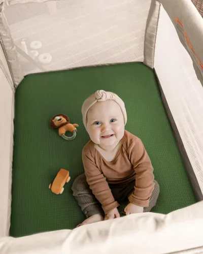 Miniatura 4 de Blissful Diary Sábanas de muselina para mini cuna, sábanas ajustadas para colchón Pack N Play, algodón suave para niños y niñas, paquete de 2