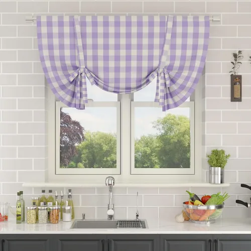 Miniatura 256 de Cenefas de cortina para ventana de 16 pulgadas de largo, 2 paneles de cuadros búfalo, cortinas pequeñas con bolsillo para barra, estilo clásico