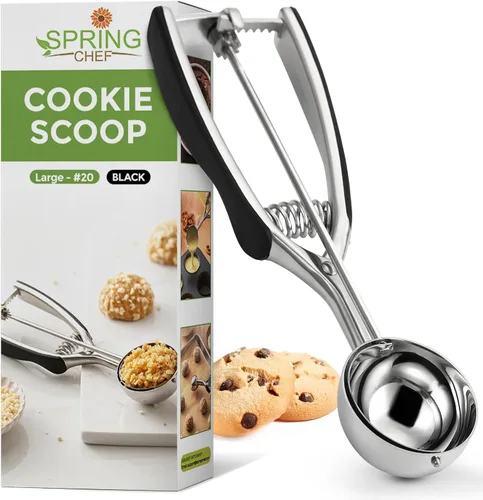 Miniatura 12 de Spring Chef Rojo Mediano 1.7 Cucharadas Cuchara para Galletas para Hornear - Cuchara Bolera para Melón de Acero Inoxidable #40 con Liberación