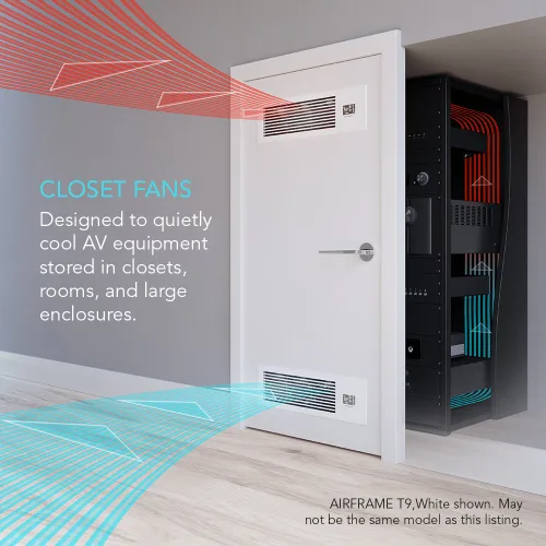 Miniatura 2 de AC Infinity AIRFRAME T7 Blanco, Sistema de ventilación de alto flujo de aire 17", flujo de aire de escape, para salas de equipos AV, armarios