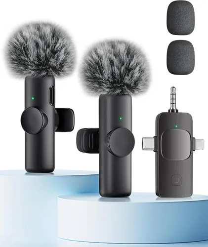 Miniatura 14 de Micrófono Lavalier inalámbrico para iPhone, iPad y Android con funda de carga, micrófono de solapa con reducción de ruido, duración de la batería