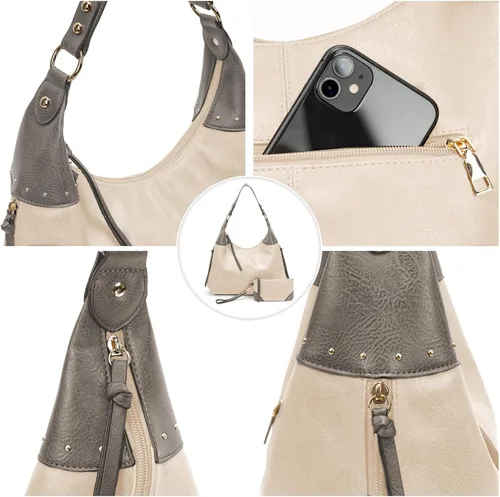 Miniatura 4 de LAVAWA Bolso de mano para mujer, bolso grande del oeste, bolso de hombro con asa superior, estilo vintage en relieve, tachuelas