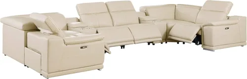 Miniatura 26 de BlackJack Furniture Venice - Juego de sofá reclinable seccional de cuero italiano de grano superior de 12 piezas con 4 reclinables eléctricos