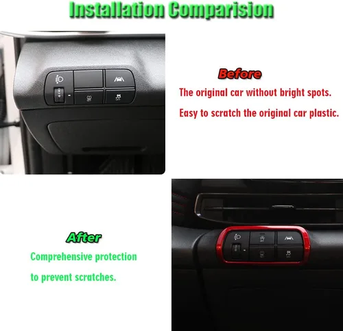 Miniatura 5 de Para Hyundai Elantra 2021 2022 2023 2024 2025 ABS cubierta de botones de interruptor de faros delanteros de coche adhesivo decorativo marco Fibra