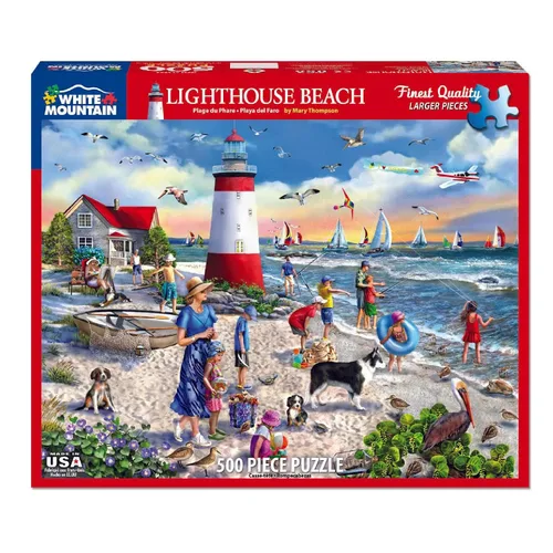 Miniatura 3 de White Mountain Rompecabezas de 500 piezas de verano con velero y océano, con piezas grandes, regalo para adultos y personas mayores de 18 x 24