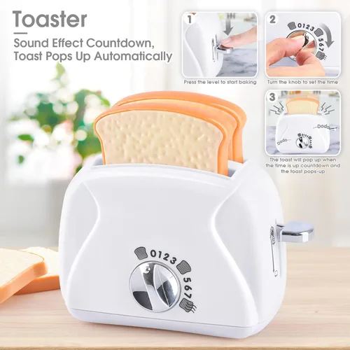 Miniatura 5 de Juguetes de electrodomésticos de cocina, juego de accesorios de cocina para niños, juguetes de cocina de simulación para niños de 4 a 8 años, Blanco