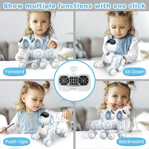 Miniatura 3 de Perro robot, perro a control remoto para niños con detección táctil de cabeza y función de música, robot interactivo programable, divertido juguete