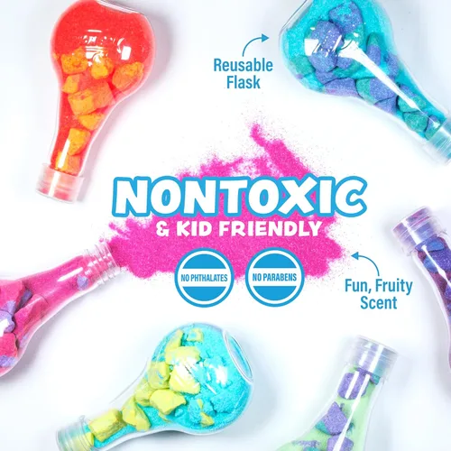Miniatura 5 de Tub Works® Juguete de baño para niños Bath Bomb Potion™, paquete variado de 6 unidades No tóxico Fizzes, espumas y burbujas con una erupción