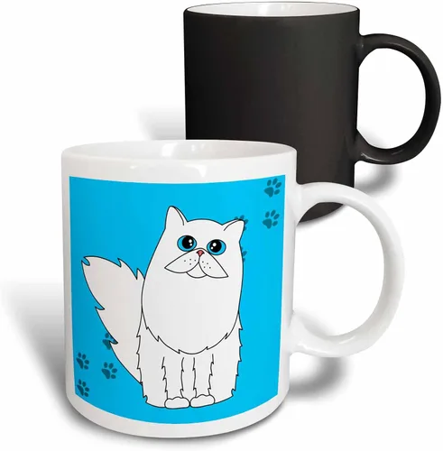 3dRose (mug_6371_3) Taza mágica transformadora mágica con diseño de gato persa de pelo largo, ojos azules