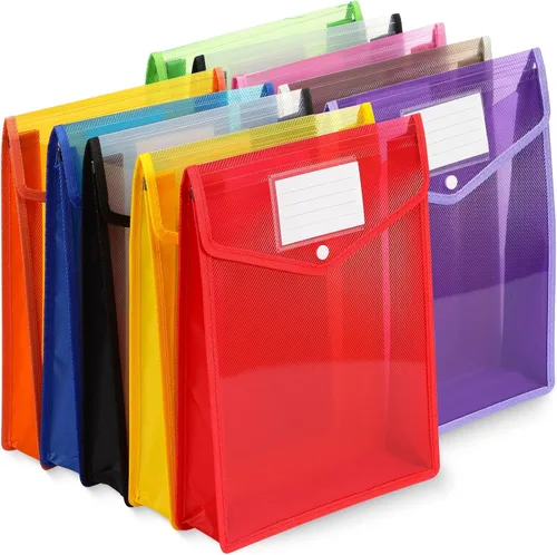Miniatura 8 de Carpetas de plástico para archivos, 10 unidades, sobre expandible, carpeta organizadora de documentos con cierre a presión y bolsillo, bolsa