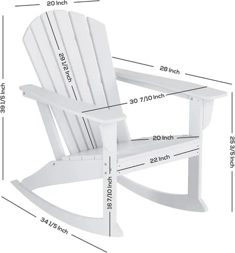 Miniatura 2 de WO Home Furniture Silla Mecedora de Patio al Aire Libre Tradicional HDPE Resistente a los Rayos UV (Negro)