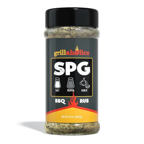 Grillaholics Condimento de ajo y sal y pimienta - Condimentos SPG Rub - El condimento multiusos perfecto y condimento para barbacoa