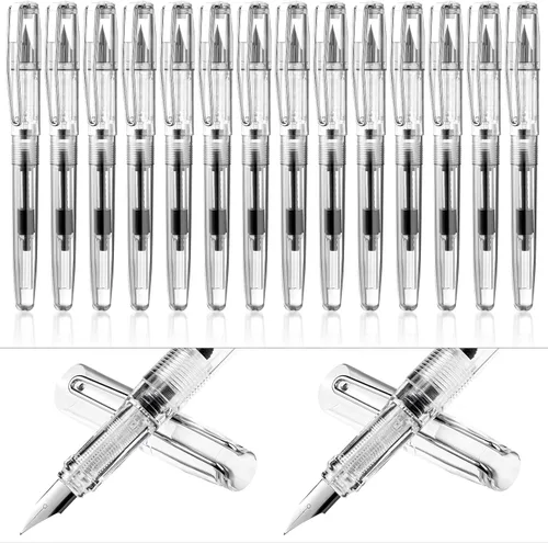 16 bolígrafos estilográficos desechables recargables para escribir punta fina, pluma de tinta de firma con pistón, para caligrafía, pintura, dibujo,