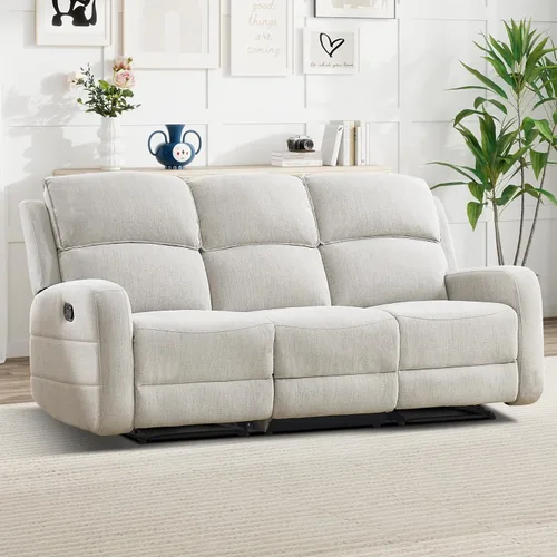 Miniatura 12 de EBELLO Juego de sofá reclinable manual para sala de estar, sofá reclinable de tela suave para sala de reuniones, respaldo y apoyabrazos acolchados