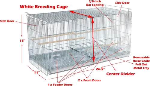 Miniatura 2 de Combo: Blanco Lote de 4 Criadores de Pila y Cerradura Criador Bird Flight Loro Jaulas Lateral Cría Caja Nido Puerta Divisor Extraíble con Soporte