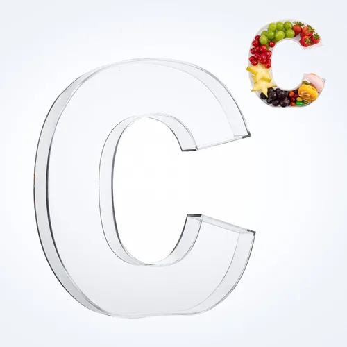 Miniatura 9 de Bandeja de 11" de Acrílico con Letras y Números – Bandeja Reutilizable y Rellenable para Aperitivos de Charcutería, Caja de Servir Postres