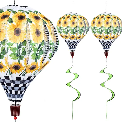 Girasol gigante globo aerostático para jardín, molinetes grandes, molinillos de viento Whirligigs juguetes para niños, decoración de patio, Amarillo