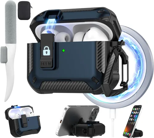 Miniatura 11 de Maxjoy for AirPods Pro 3 Case 2025, MagSafe Compatible with Auto Lock, Shockproof Protective Cover with Phone Stand, Includes Cleaning Kit &