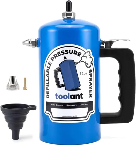 Miniatura 10 de toolant Pulverizador presurizado recargable de 32 onzas, recipiente de acero, forro resistente al óxido, válvula de aguja resistente a fugas, Rojo