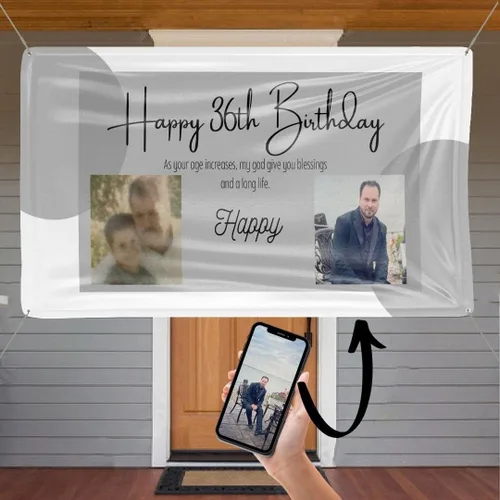 Miniatura 20 de NiceMemoryLLC - Cartel de vinilo personalizable con texto en inglés «Happy Birthday», telón de fondo de fiesta, regalo y decoración, de NiceMemoryLLC
