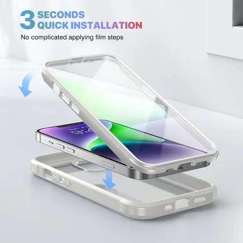 Miniatura 503 de Diaclara Funda diseñada para iPhone 16, mejorada [protección completa de la cámara], carcasa resistente de cuerpo completo con protector de pantalla