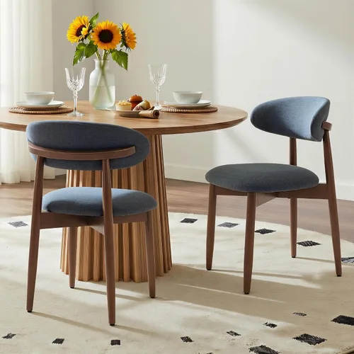 Miniatura 14 de COLAMY Mid-Century - Juego de 2 sillas de comedor de madera modernas, sillas de cocina tapizadas para interiores con asiento acolchado acogedor