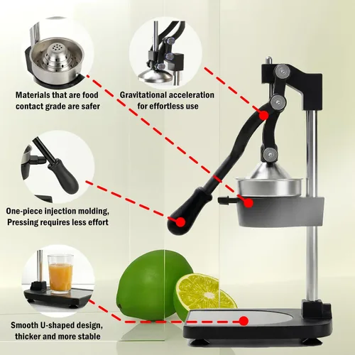 Miniatura 6 de Exprimidor de hierro fundido – Exprimidor manual de cítricos resistente, prensa profesional de naranja, exprimidor de limón de acero inoxidable