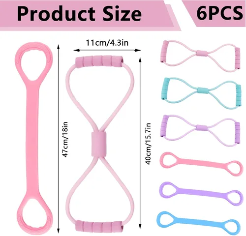 Miniatura 2 de Paquete de 2 bandas de resistencia de figura 8, bandas elásticas de entrenamiento para ejercicio, brazo, espalda, hombro, fitness, equipo de cuerda