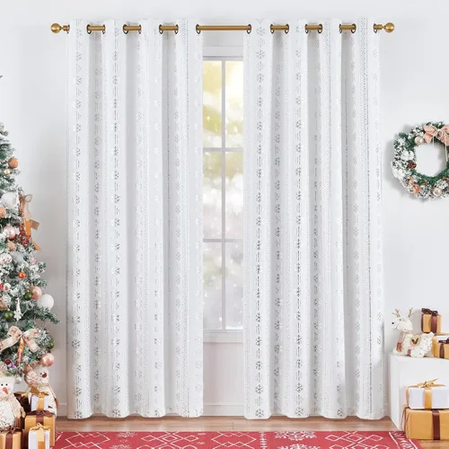 COLLACT Cortinas bohemias de invierno de 84 pulgadas de largo, con ojales filtrantes de luz, para sala de estar o dormitorio, 2 paneles, decoración