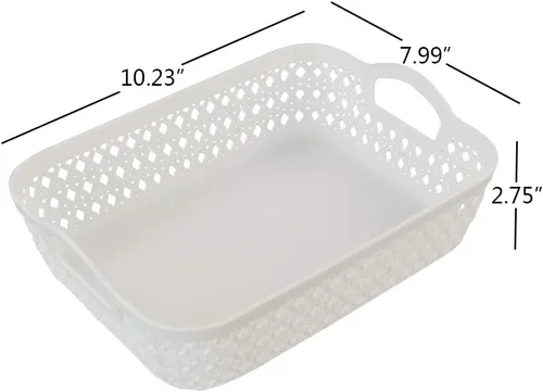 Miniatura 2 de Paquete de 6 cestas organizadoras pequeñas de plástico, color blanco