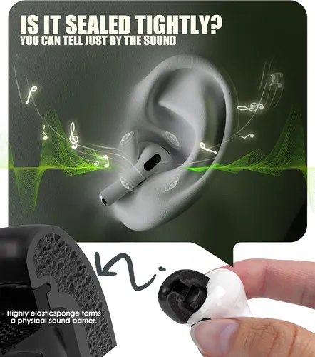 Miniatura 5 de 5 pares para AirPods Pro 3 de repuesto de espuma viscoelástica con caja de almacenamiento, aislamiento de ruido mejorado, ultra cómodo, 5 tamaños
