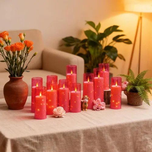 Miniatura 3 de kakoya Velas LED sin llama con temporizador, 9 velas parpadeantes sin llama para ambiente romántico y decoración del hogar, carcasa acrílica