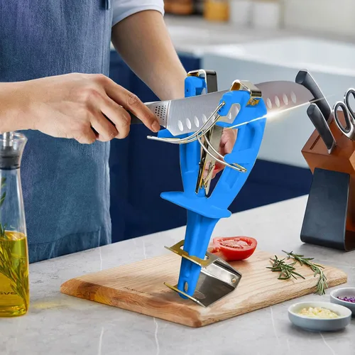 Miniatura 6 de Afilador de cuchillos de acero inoxidable con soporte, herramienta de afilado de mantenimiento para mataderos de cocina, cuchillos ayuda a reparar