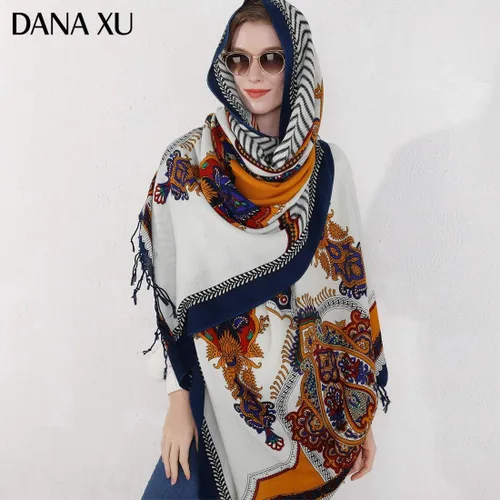 Miniatura 172 de DANA XU Manta de pashmina extragrande 100% de lana merina, bufanda de viaje, bufanda de cachemira para mujer, otoño e invierno, chal de gran