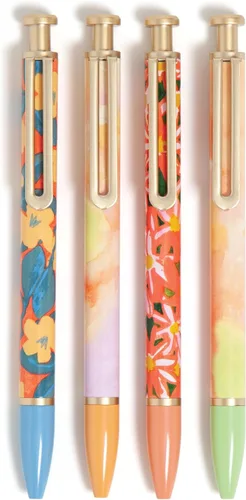 U Brands Monterey - Bolígrafos de punta gruesa (0.039 pulgadas), tinta negra, juego de 4, toque artístico con detalles dorados