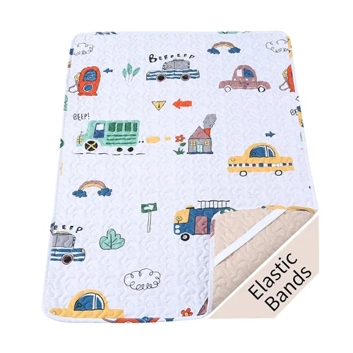 Padded Pack n Play Sheets - Protector de colchón transpirable y grueso, acolchado de 38 x 26 pulgadas, sábana bajera ajustable para Graco, mini