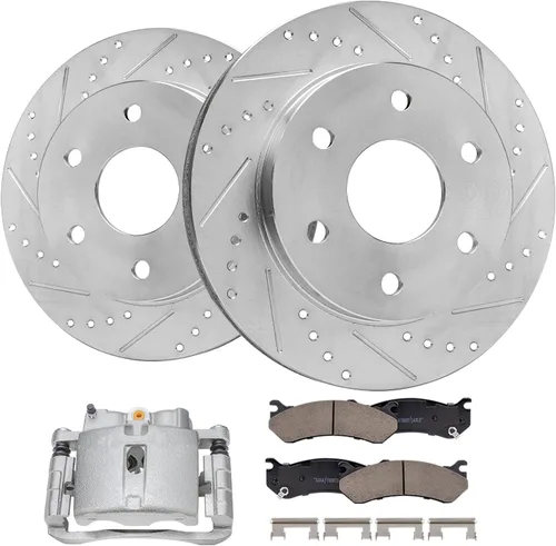 Miniatura 64 de Detroit Axle - 4 rotores de freno para Chevrolet Cruze Volt Orlando Verano, rotores de freno de disco perforados y ranurados de repuesto : rotor