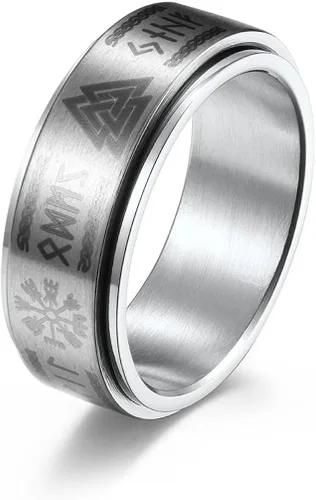 Anillo vikingo de runa anti ansiedad anillos de texto nórdico joyería vikinga banda de promesa de boda para hombres y mujeres