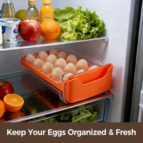 Miniatura 6 de Soporte para huevos para nevera, se adapta a huevos grandes, almacenamiento de 18 huevos para encimera de refrigerador, dispensador de 1 nivel