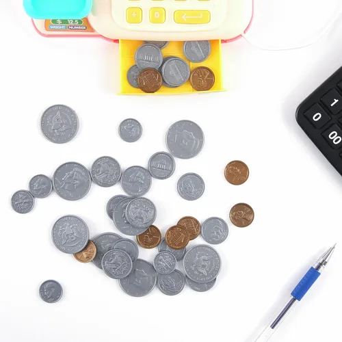 Miniatura 3 de 100 monedas falsas para el aprendizaje de los niños, monedas de juego de plástico para enseñanza, 100 níquel para niños, tienda
