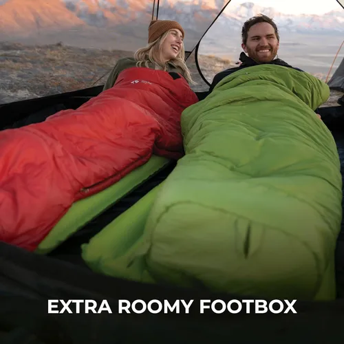 Miniatura 4 de TETON Sports LEEF Saco de dormir ultraliviano, estilo momia, saco de compresión incluido. Fuego/Pizarra