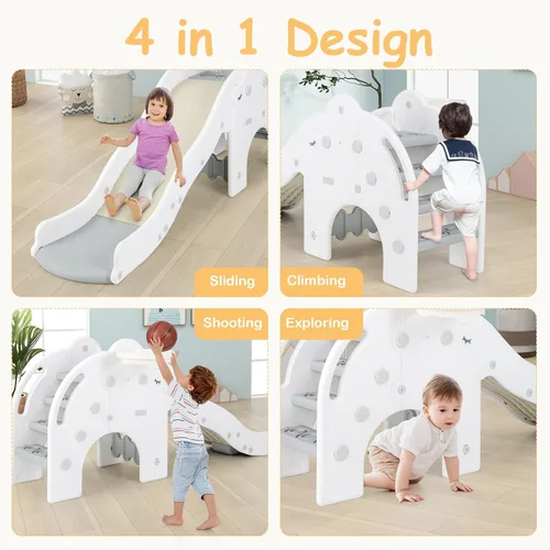 Miniatura 2 de INFANS Tobogán para niños pequeños, 4 en 1, para interiores, con ondas, carga máxima de 330 libras para mayores de 18 meses con pelota de aro