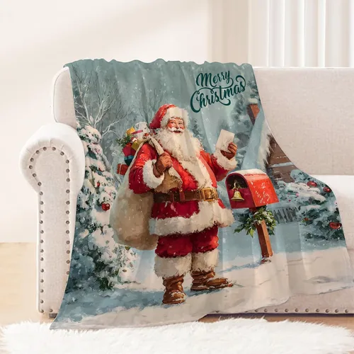 Miniatura 30 de Manta de Navidad para bebé, manta pequeña de Navidad a cuadros rojos, manta de Navidad para invierno, para mascotas, manta para envolver cuna