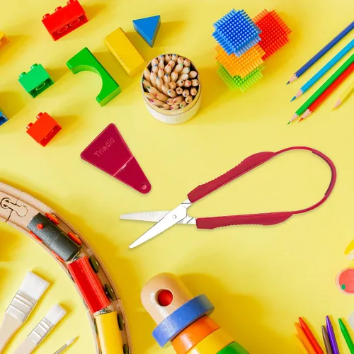 Miniatura 9 de Triadic Juego de 2 tijeras de bucle para niños diestros o zurdos para preescolares, escuelas, aulas, niños adaptables y con necesidades especiales