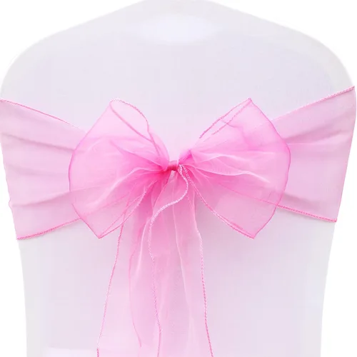 Miniatura 9 de 50 bandas de organza para silla para decoración de bodas, banquetes, fiestas, eventos, suministros para silla, lazos para sillas, bandas de Rosa