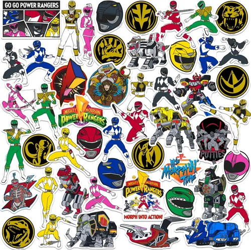 Miniatura 7 de Mighty Morphin' Power Rangers - Paquete variado de 100 calcomanías de vinilo grandes de lujo – Calcomanías oficiales de Power Rangers – Laptop