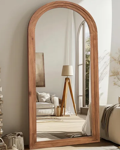 Miniatura 18 de Espejo de longitud completa, espejo de madera de 71 x 32 pulgadas, espejo de piso de madera con soporte, espejos de pie de gran tamaño, espejos